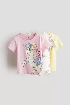 Комплект из трех топов из хлопкового джерси H&M, розовый