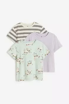 Комплект из трех топов из хлопкового джерси H&M, зеленый