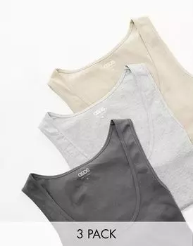 Комплект из трех топов на бретелях ASOS DESIGN разных цветов
