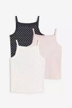 Набор маек H&M, 3 предмета, розовый/черный/бежевый
