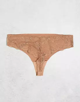 Комплект из трех трусиков-стрингов без VPL и кружева в тон ASOS DESIGN Curve