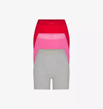 Комплект из трех трусов-боксеров из хлопчатобумажного трикотажа с высокой посадкой Skims, мультиколор