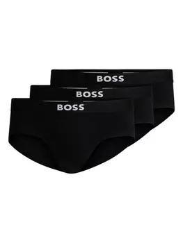 Комплект из трех трусов-брифов с логотипом BOSS, черный