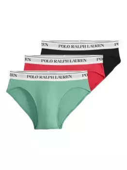 Комплект из трех трусов-брифов с логотипом POLO RALPH LAUREN, зеленый