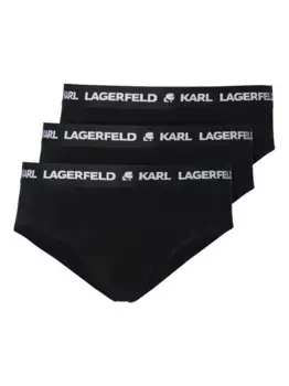 Комплект из трех трусов-брифов с логотипом KARL LAGERFELD, черный