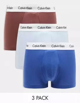 Комплект из трех трусов Calvin Klein синего, голубого и ржавого цвета
