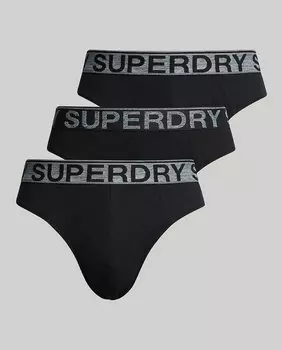 Комплект из трех трусов из органического хлопка Superdry, черный