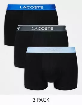 Комплект из трех трусов Lacoste черного цвета с контрастной строчкой