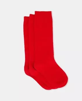 Комплект из трех высоких носков для девочек Cotton Juice, красный