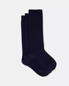 Комплект из трех высоких носков для девочек Cotton Juice, темно-синий