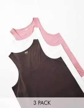 Комплект из трех жилетов с круглым вырезом ASOS DESIGN в разных цветах
