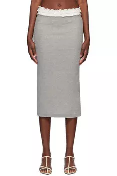 Комплект из трехслойной серой юбки миди Jil Sander