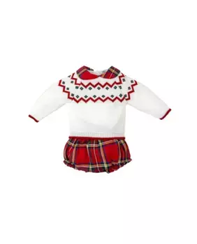 Комплект из трикотажа и шорт в клетку для мальчика BABID, красный