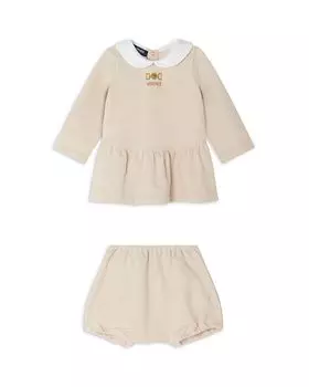 Комплект из трикотажного платья и шаровар для девочек - Baby Versace, белый