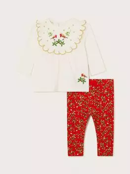 Комплект из трикотажного топа и леггинсов Baby Robin Monsoon, красный/мульти