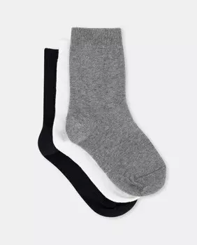 Комплект из трёх однотонных носков для девочек Cotton Juice, мультиколор