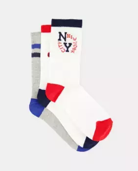 Комплект из трёх высоких носков для мальчика Cotton Juice, мультиколор