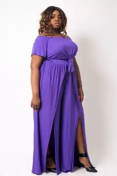Комплект из укороченного топа и брюк больших размеров FASHNZFAB, фиолетовый