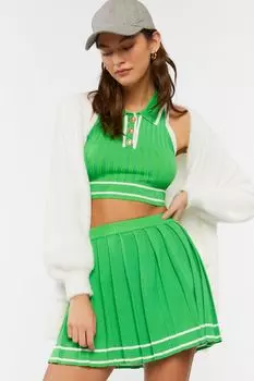 Комплект из укороченного топа и теннисной юбки с полосатой отделкой Forever 21, зеленый