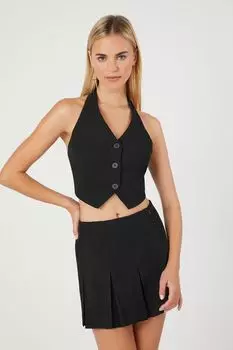 Комплект из укороченного топа с бретелькой на бретельках и мини-юбки Forever 21, черный
