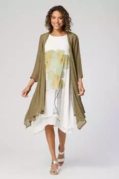 Комплект из воздушной куртки и платья без рукавов 2 в 1 Saloos, хаки