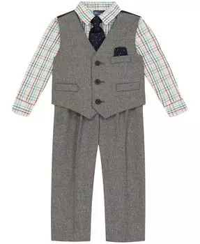 Комплект из жилета, рубашки, галстука, нагрудного платка и брюк из верескового поплина для маленьких мальчиков Nautica, мультиколор