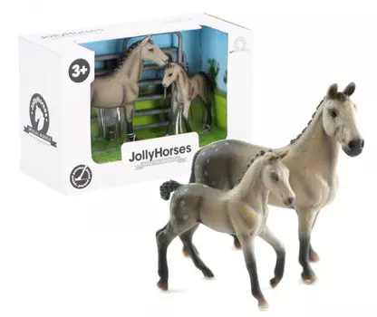 Комплект JOLLY HORSES Quarter Horse Set Серая лошадь с жеребенком и забором Серый PIROX JHPV6 Inna marka