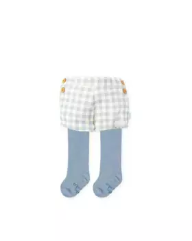 Комплект клетчатых шаровар для мальчика с колготками Tutto Piccolo, синий