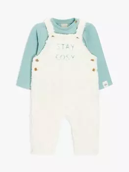 Комплект комбинезона и футболки Baby Stay Cozy Borg John Lewis, синий/белый