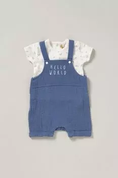 Комплект комбинезона с принтом Hello World Homegrown, синий