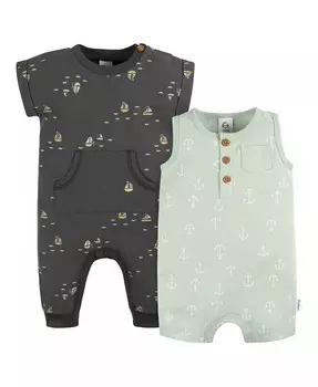 Комплект комбинезонов с короткими и длинными штанинами для маленьких девочек, 2 шт Gerber, синий