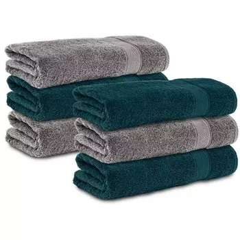 Комплект Komfortec из 6 полотенец размером 50х100 см из 100% хлопка, 470г/м, махровая ткань, мягкая, антрацит/бензин.