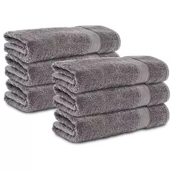 Комплект Komfortec из 6 полотенец размером 50х100 см из 100% хлопка, 470 г/м, махровая ткань, мягкая, антрацитово-серый.