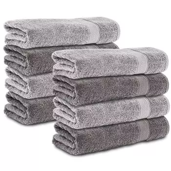 Комплект Komfortec из 8 полотенец размером 50х100 см из 100% хлопка, 470 г/м, махровая ткань, мягкая, антрацит/серебро., черный