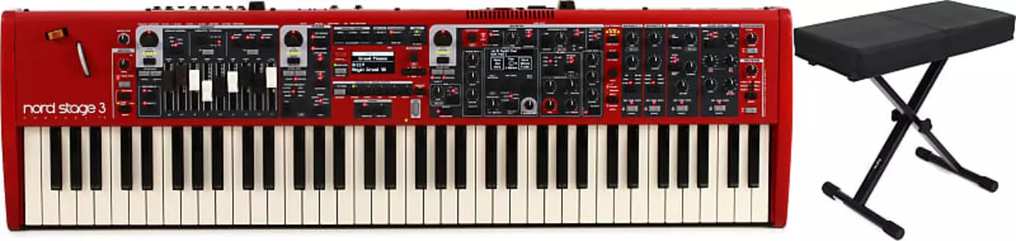 Комплект компактной 73-клавишной клавиатуры Nord Stage 3 с каркасами Gator GFW-KEY-BNCH-1 Standard Black Keyboard Bench Nord + Gator Frameworks AMS-NSTAGE3-COMPACT=1 GFW-KEY-BNCH-1=1