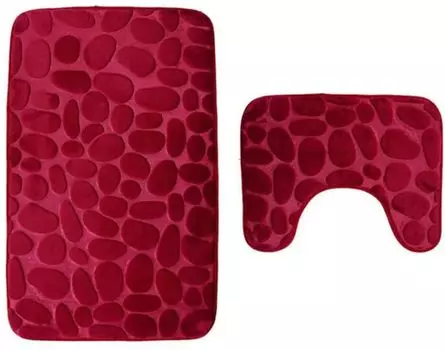 Комплект ковриков для ванной, 2 предмета, моющиеся, комплект нескользящих ковриков для ванной, коврик для ванной и коврик для туалета для ванной комнаты, красный ele eleoption