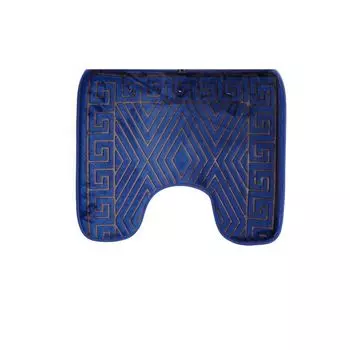 Комплект ковриков для ванной из 3 предметов с рисунком из полиэстера, нескользящий и моющийся, синий Trendmax