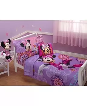 Комплект кровати для малышей из 4 предметов Minnie Mouse Fluttery Friends Disney, фиолетовый