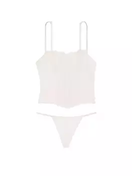 Комплект кружевного корсета с блестящими бретелями Very Sexy, белый