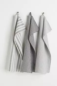 Комплект кухонных полотенец H&M Home Cotton, 3 предмета, темно-серый