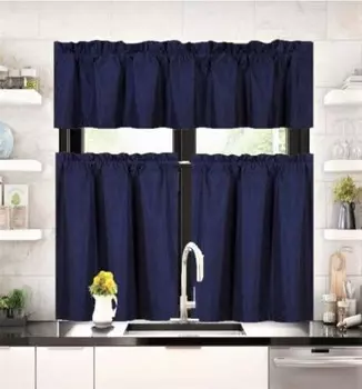 Комплект кухонных штор WK4 Samimport-2011, темно-синий