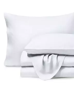 Комплект льняного белья Split King Bare Home, белый