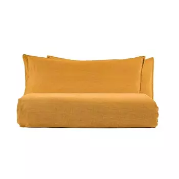 Комплект льняного постельного белья с пододеяльником StoneWashed без глажки - эксклюзив Lisola Stone, янтарь, односпальный