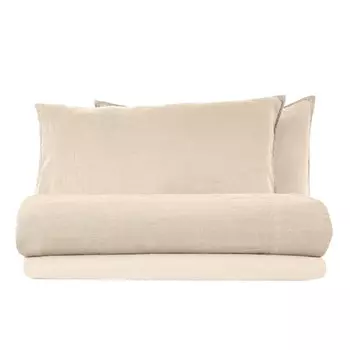 Комплект льняного постельного белья с простынью StoneWashed без глажки - эксклюзив Lisola Stone, корда, двуспальный