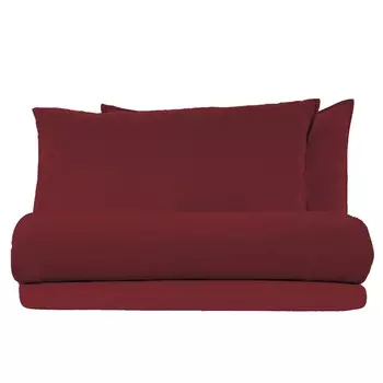 Комплект льняного постельного белья с простынью StoneWashed без глажки - эксклюзив Lisola Stone, вишня, односпальный