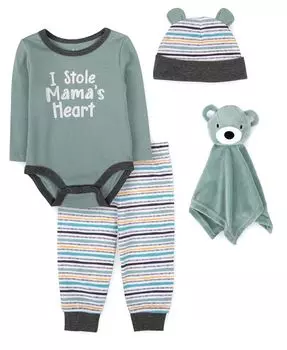 Комплект Layette с Lovey Set для маленьких мальчиков, 4 предмета Baby Essentials, зеленый