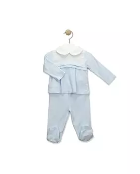 Комплект леггинсов для мальчика с детским воротником-футболкой из мягкой пинетки BABID, светло-синий