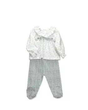 Комплект леггинсов для мальчика с лимонным и клетчатым принтом BABID, светло-синий