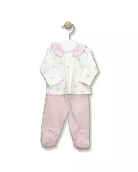 Комплект леггинсов с рюшами для девочки с клубничным принтом BABID, розовый