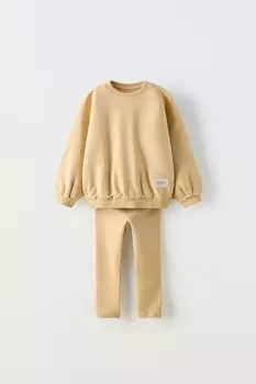 Комплект лонгслив и леггинсы ZARA, горчичный